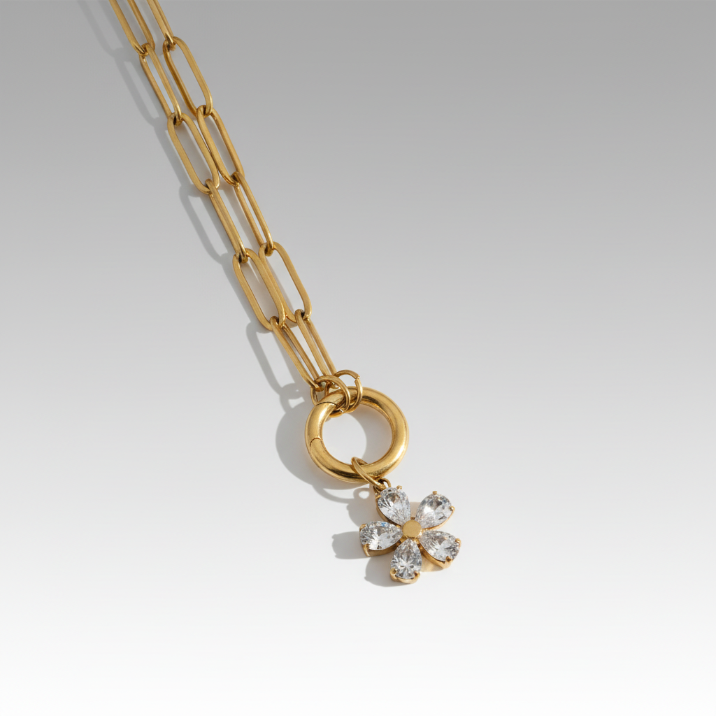 Crystal Bloom Necklace - Chain Detail