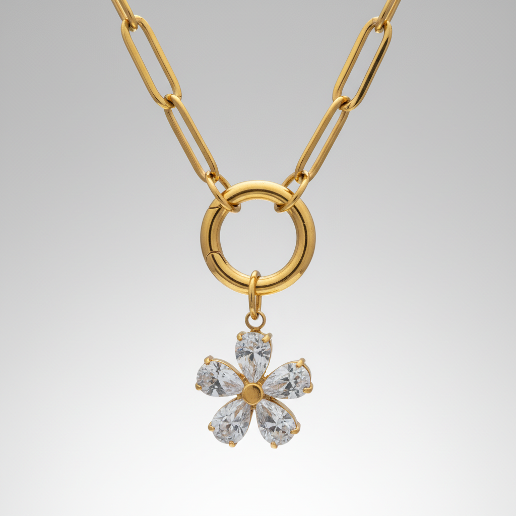 Crystal Bloom Necklace - Flower Detail