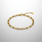 Circle Link Bracelet - Gold chain bracelet with oval links angled view