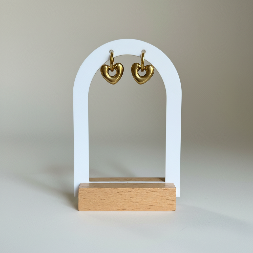 Golden Heart Huggie Earrings - Main View