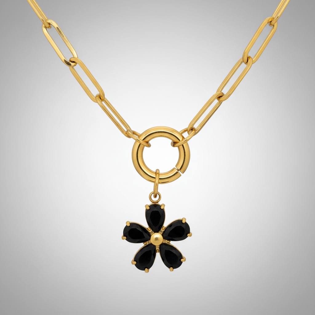 Midnight Shores Necklace - Flower Detail