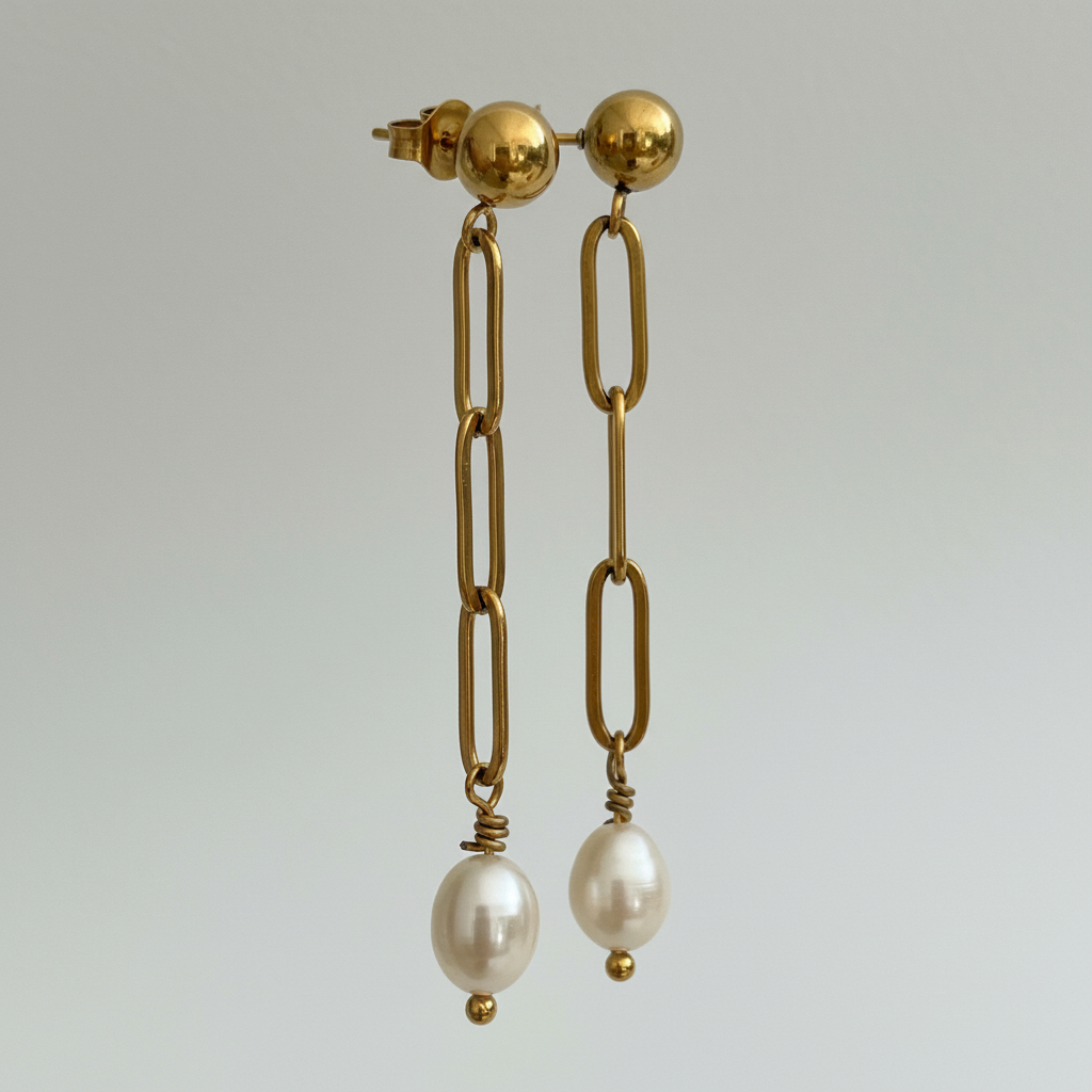 Pearl Cascade Earrings - Angled View