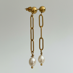 Pearl Cascade Earrings - Angled View